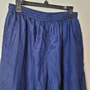 Vintage Lavon Blue Nylon Track Pants L With Elastic Waist & Ankle Zippers
